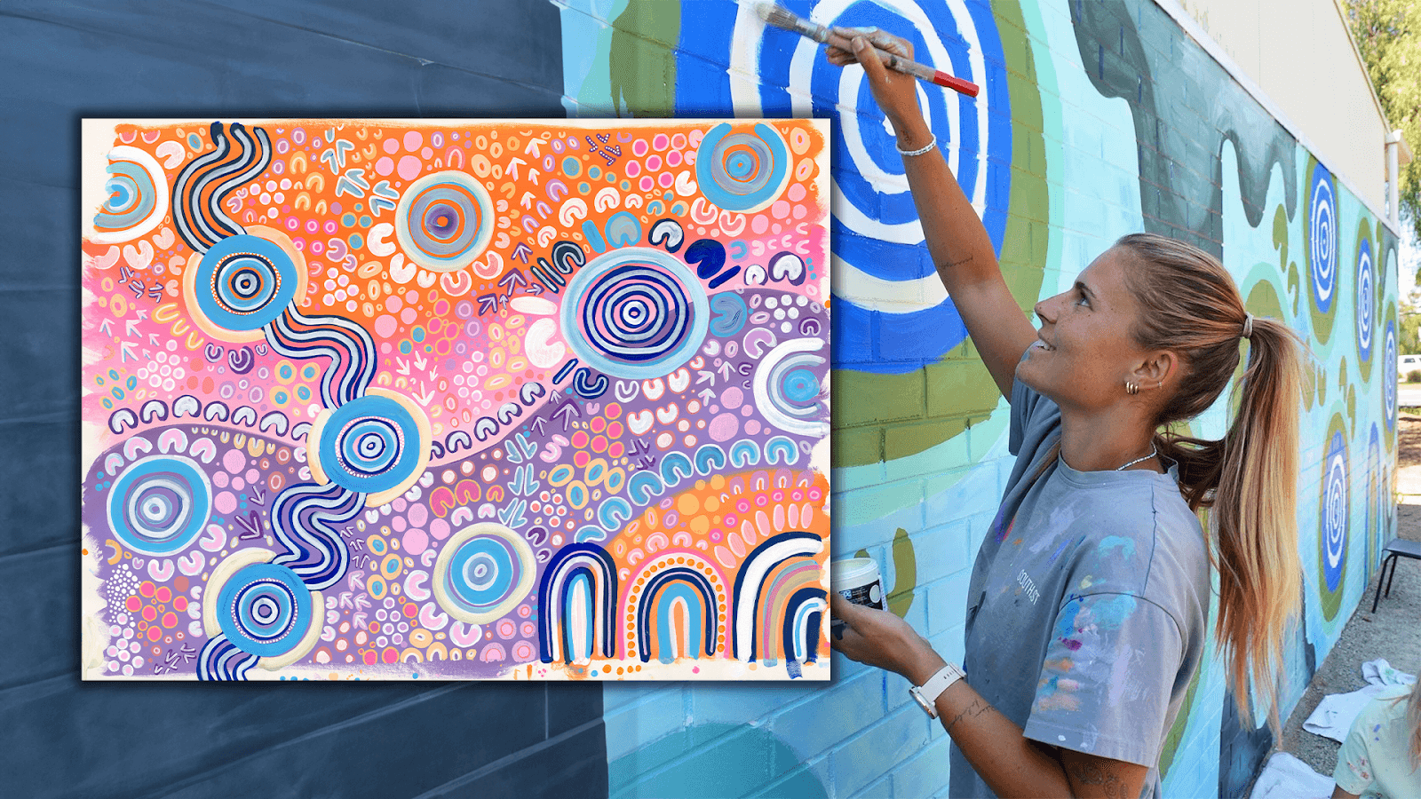 Bayley Mifsud Painting a Mural & Artwork Ngootyoong 'Joy'